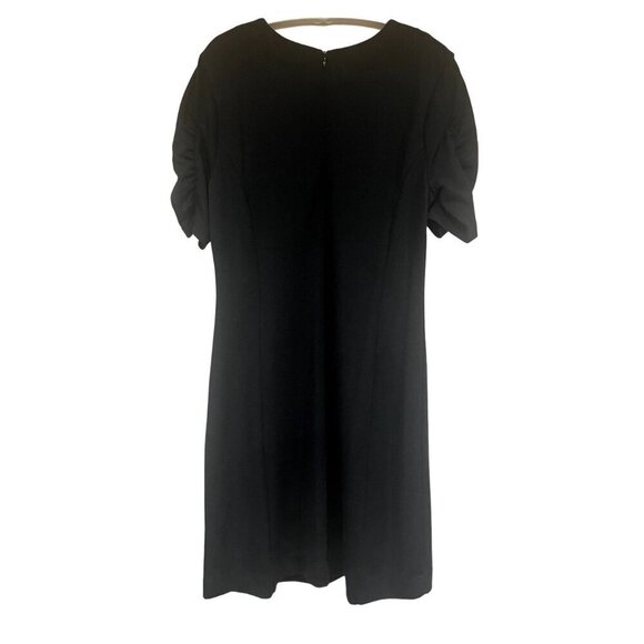 Cabi V-Neck Knee Length Dress Hidden Pockets Back Zip Ruched sleeves Size Medium - Picture 3 of 13